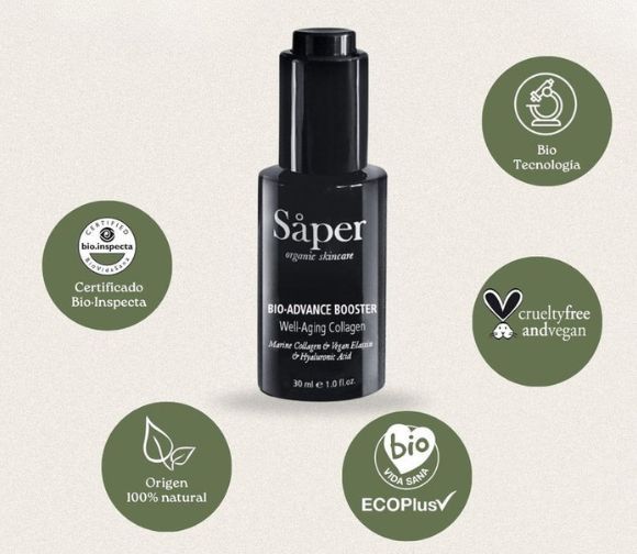 Bio·Advance Booster de Colágeno, Elastina y Ácido Hialurónico con efecto flash de Saper Organic Skincare