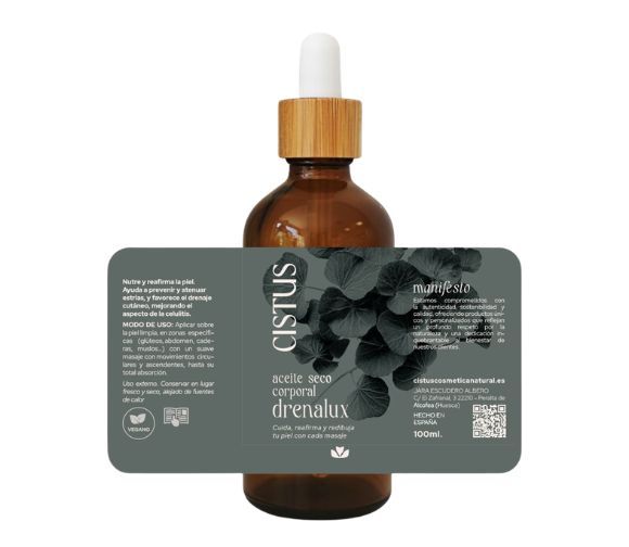 Aceite seco corporal DRENALUX de Cistus Cosmética Natural